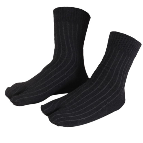 Chaussettes Tabi en coton, élastiques à deux orteils, noires, unisexes