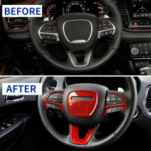 Red Carbon Fiber Steering Wheel Cover for Dodge Durango