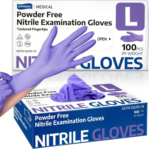 Gants jetables en nitrile violet, imperméables, 4 mil