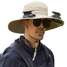 Solar Fan Hat with 2 Fans, Wide Brim, 3-Speed, Compatible with Outdoor Use