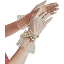 Women's lace tulle mesh gloves, formal solid-color evening