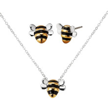Conjunto de pendientes y collar con diseño de abeja para mujer.