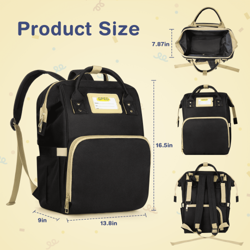 Rucsac negru pentru scutece cu buzunare izolate 1