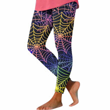 Női bolyhozott leggings tökös szellem koponya mintával,