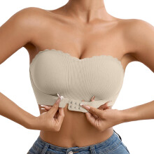 Women's Front-Closure Strapless Bra Beige M
