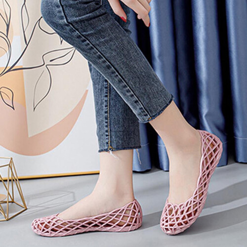 Γυναικεία παπούτσια νοσοκόμας με slip-on, πλαστικά άνετα παπούτσια με κούφια ύφανση 1