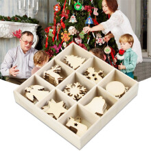 Décorations de Noël en bois brut (72 pièces)
