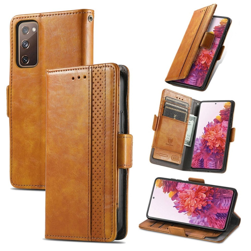 Samsung Galaxy S20 Fe 5G Leather Wallet Folio Case Khaki 9152228970083
