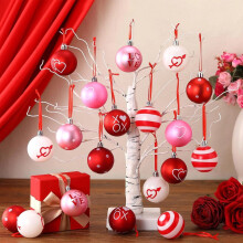Valentinstag-Dekokugel-Set, 16-teilig, 4 cm, Kunststoff