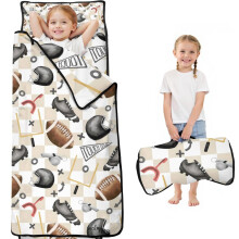 Football nap mat for toddlers with checkered pattern