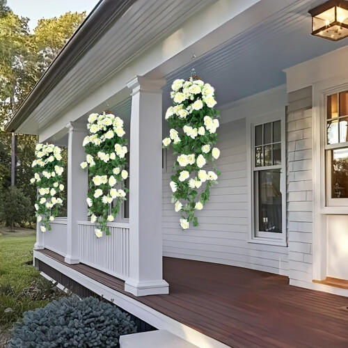 Artificial Rose Garland 36 Inch with Leaves 2 Pack 2