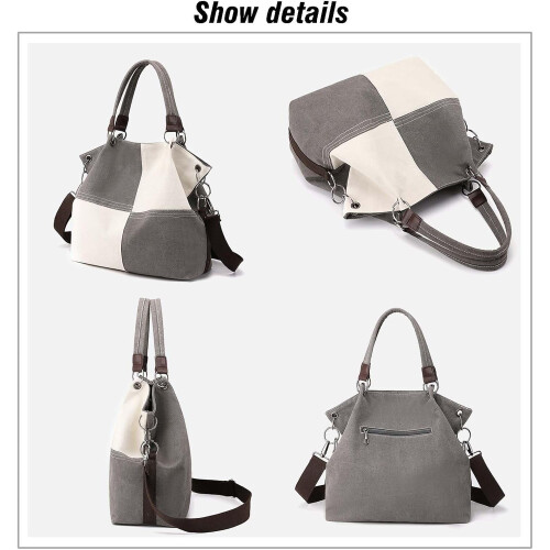 Damen-Umhängetasche aus Canvas, Vintage-Patchwork, 1 Stück 2