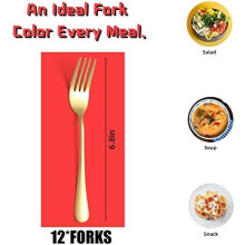 Gold Salad Forks Stainless Steel 12-Piece 6.8 Inch