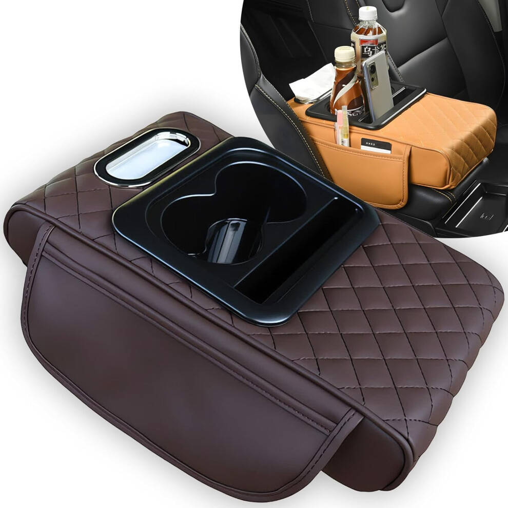 Car Armrest Cushion And Center Console Organizer Pu Leather 975221279880