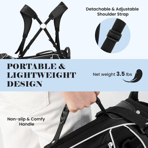 Golf-Standbag, schwarz, 4-fach unterteilt 1