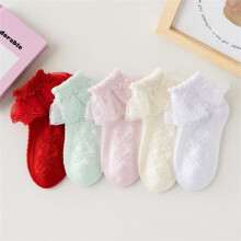 Kids Girls Lace Ruffle Socks Cotton Mesh 5 Pairs