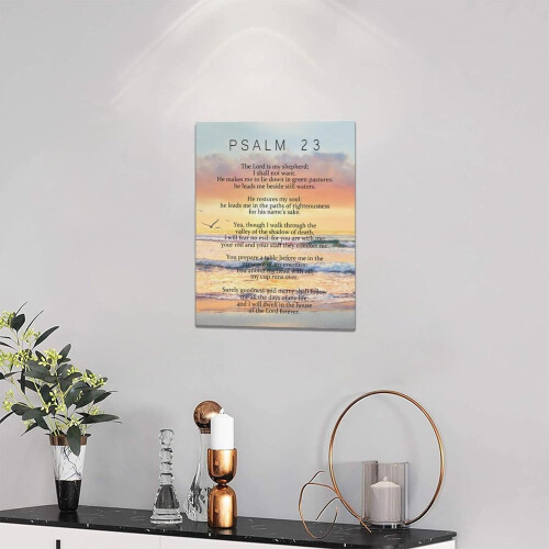 Quadro em tela com o tema do pôr do sol, inspirado no Salmo 23, 30x40 cm (12x16 polegadas) 2