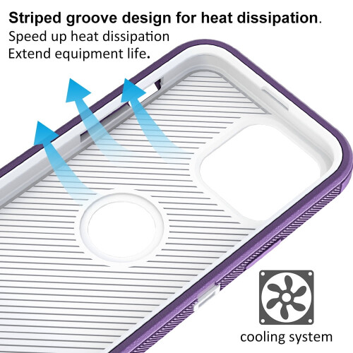 Capa Xhy para iPhone 15 Plus com protetor de tela nas cores roxo e branco. 2