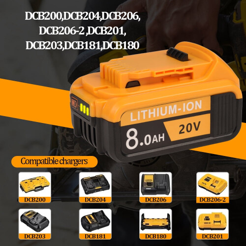 DeWalt 20V Lithium-ion-batteri 8,0 Ah DCB206-2DCB205-2 2