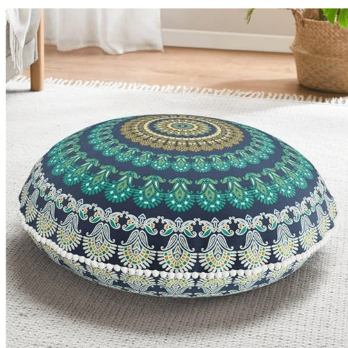 Almofada de chão redonda para meditação, em espuma viscoelástica, 81 cm (32 polegadas), verde.