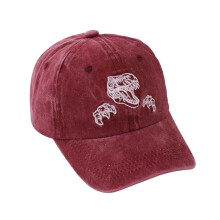 Kids Baseball Hat Dinosaur Design Adjustable Red