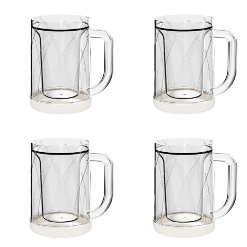 Frozen Beer Mugs Double-Layered 16 oz Clear Plastic