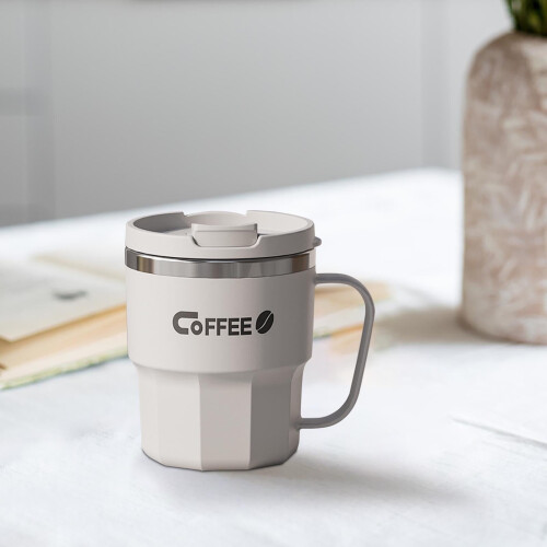 Mug isotherme à double paroi en acier inoxydable blanc 1