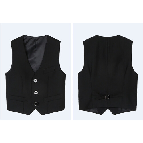 Boys Formal Waistcoat Vest Solid Color V-Neck 3-Button with 2