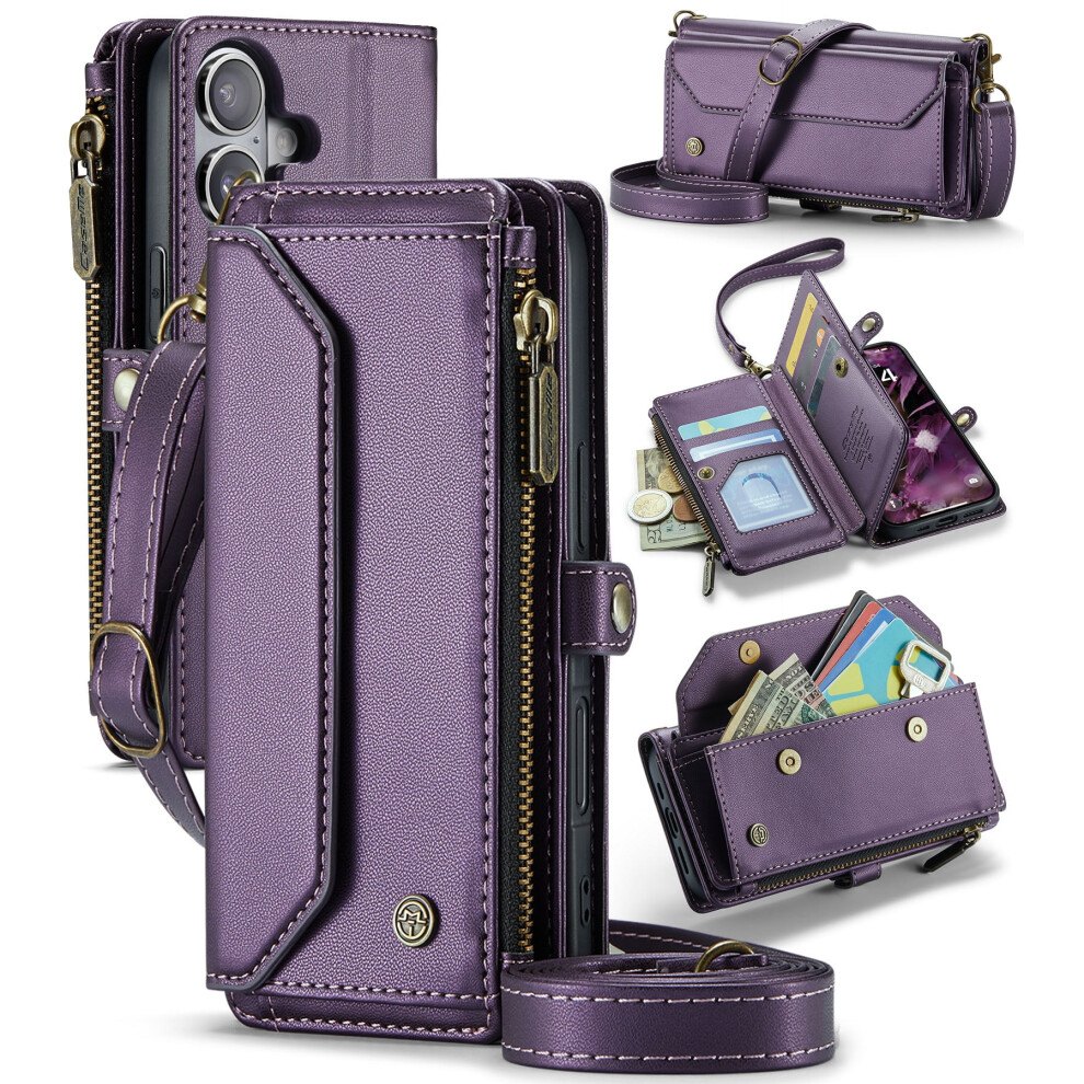 Caseme Leather Wallet Case For Iphone 16 6.1-Inch Purple 941196038326