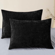 Potahy na polštáře Chenille 20x26 palců, balení 2 ks, černé
