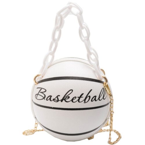 Bolsa transversal feminina de couro bege para basquete 1