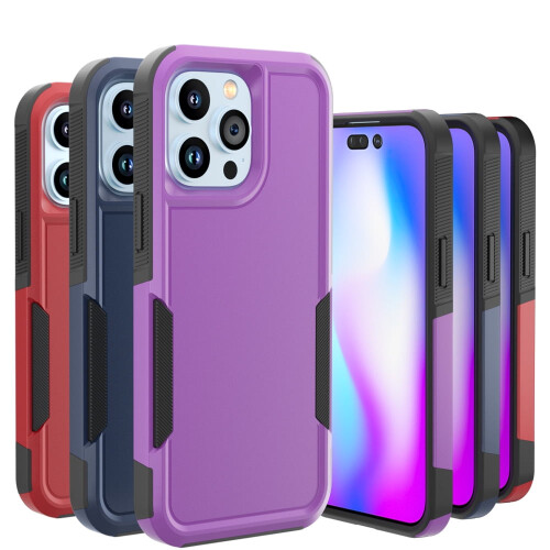 Capa roxa à prova de choque para iPhone 14 Pro com cobertura total. 2