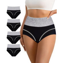 Women's High Waisted Cotton Underwear Tummy Control Underwear Stretch Soft Full Coverage Briefs Panties Multipack