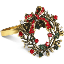 Ronds de serviette en métal motif couronne de Noël, lot de 6