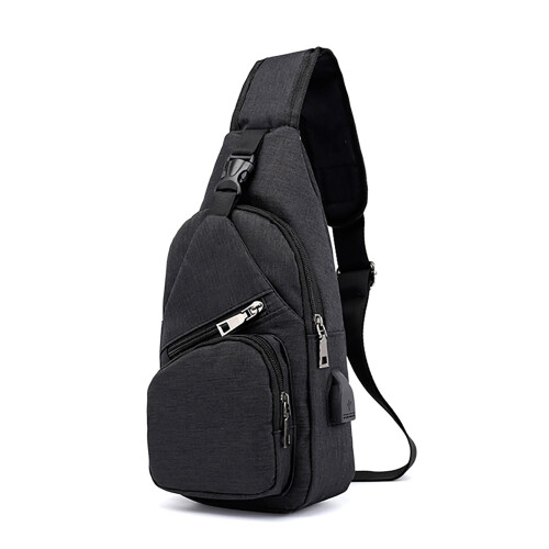 Crossbody-taske til kvinder med USB-opladeport, sort 2