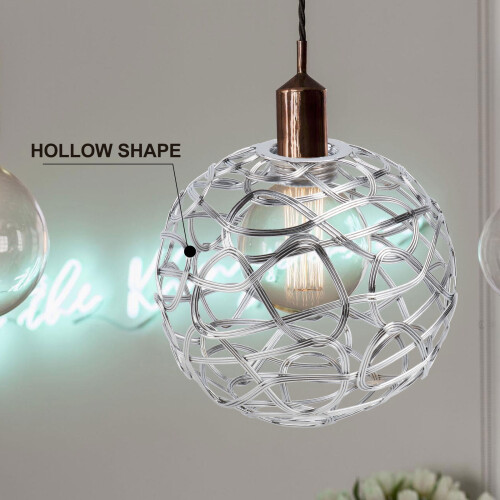 Hollow Ball Pendant Light Shade Silver Iron 1 Piece