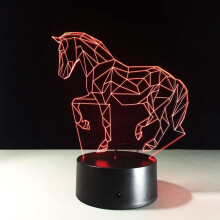 Akryl 3D Heste LED-lampe med 7 farger og berøringsbryter