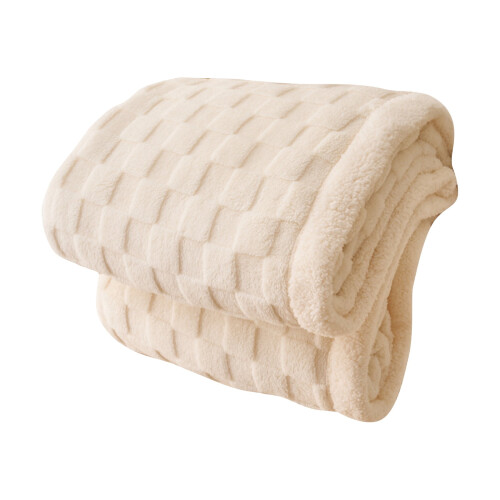Soft Warm Thick Reversible Wool Blanket 78.7"90.5" Beige