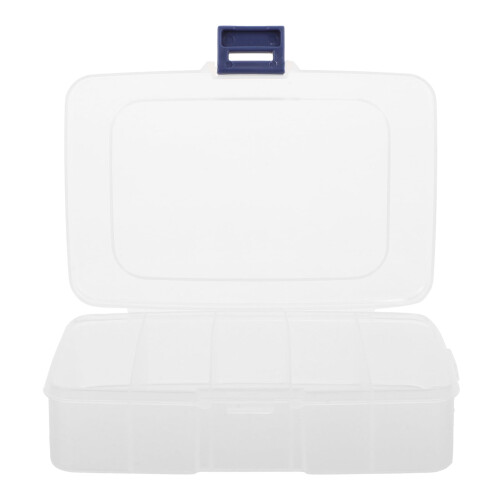 Caja rectangular de plástico blanco para guardar hojas de sierra