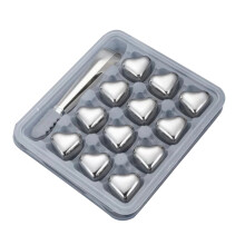 Cubitos de hielo de acero inoxidable con forma de corazón (6 unidades)