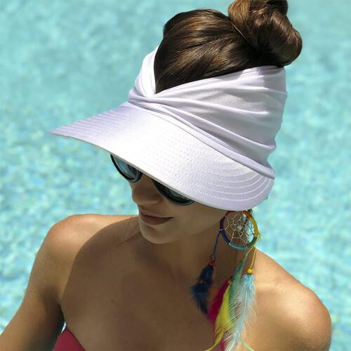 Chapéu de sol feminino com aba larga e proteção UV UPF50+ (pacote com 2) 2