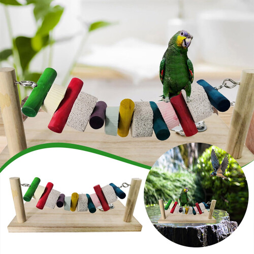 Wooden standing pole toy for small pets chew jump explore