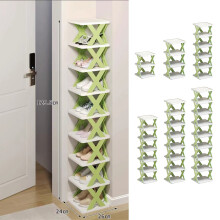 Étagère à chaussures étroite et pliable à 3 niveaux, vert nordique