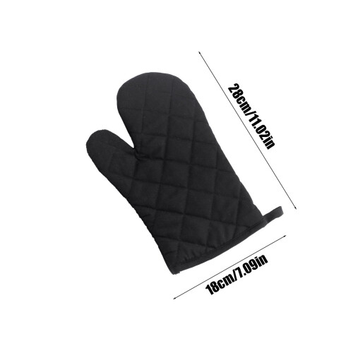 Oven Mitts Solid Color Heat Resistant Non-Slip Black 1 Pair 2