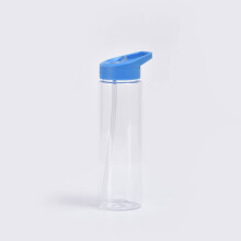 Garrafa de água transparente de 700ml com canudo à prova de vazamentos e bico para beber.