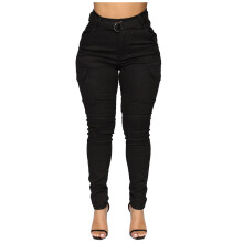 Women's High-Waisted Skinny Cargo Jeans Stretch Slim Fit