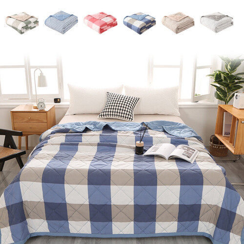 Washed Cotton-Spandex Comforter 78.74x59.05 in Blue Red