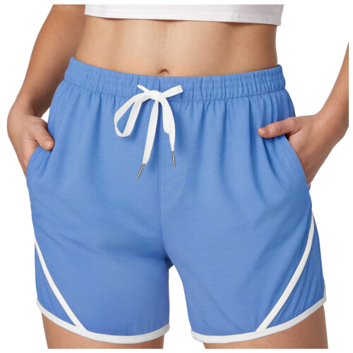 Damshorts i bomull med hög midja och dragsko, sommarshorts