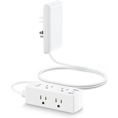 Flat Extension Cord with Outlet Cover6Outlets3USB2000J