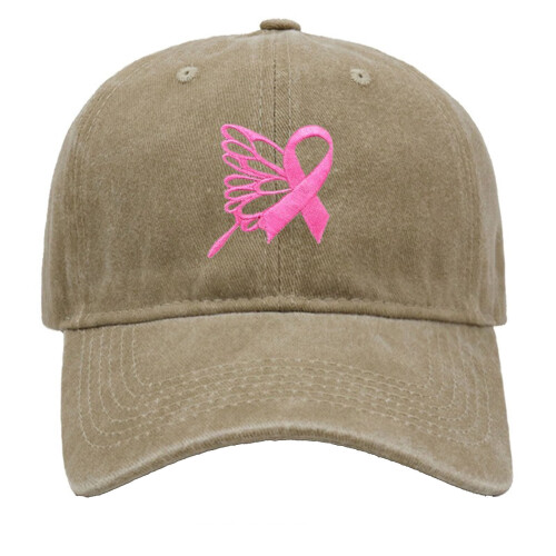 Pink Ribbon Embroidered Women's Adjustable Baseball Cap